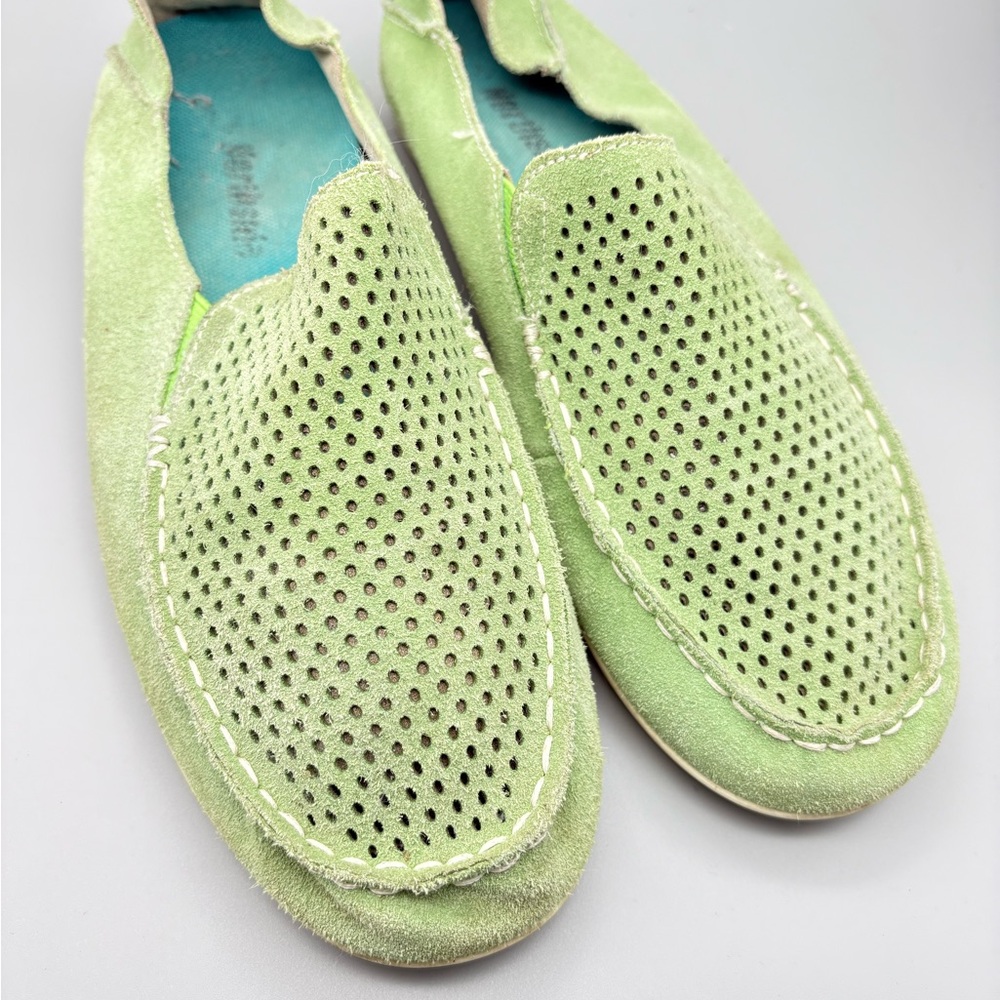 Northside by Olukai Green Perforated Suede Leather Nohea Loafers Shoes Flats